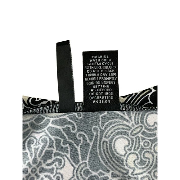 New Directions Womens Petite Black & White Patterned Dress With Crochet Accents - Picture 12 of 12